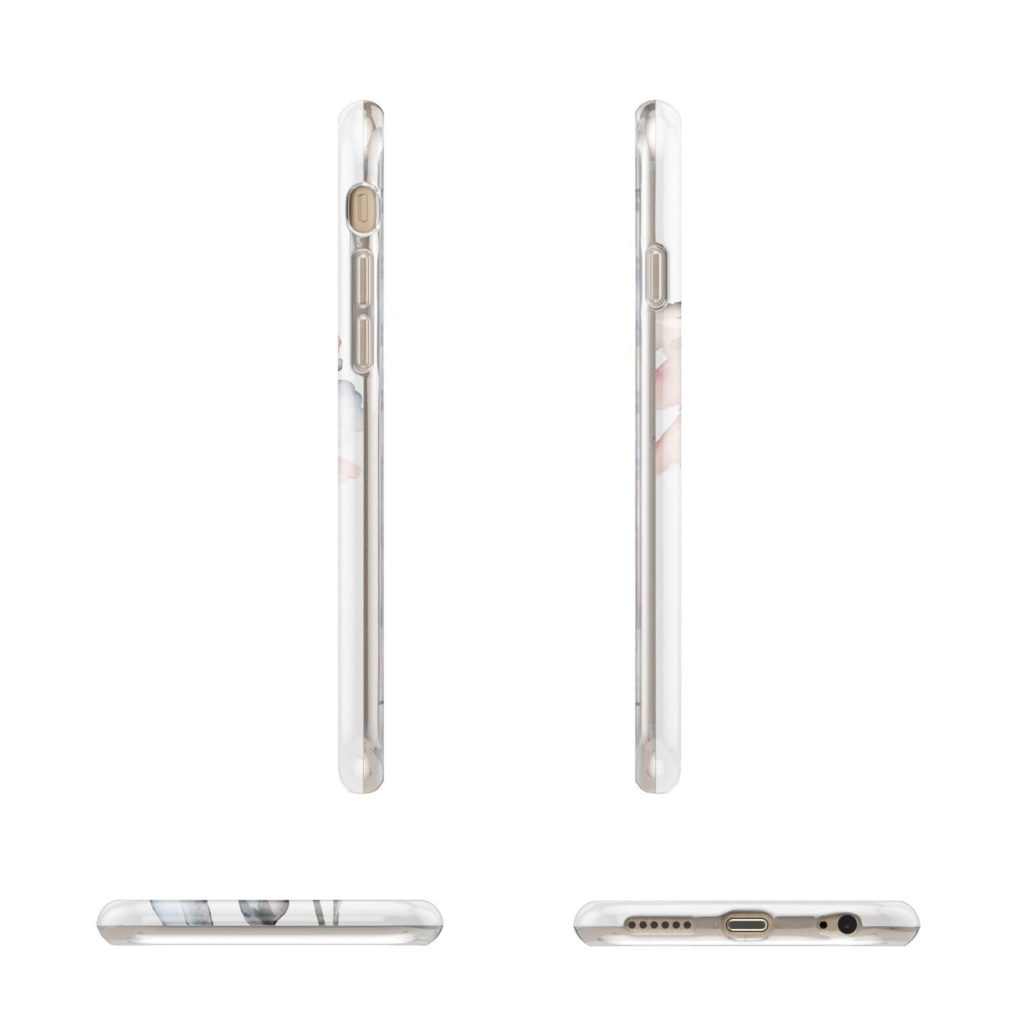 Personalised Name Roses Watercolour Apple iPhone 6 3D Wrap Tough Case Alternative Image Angles