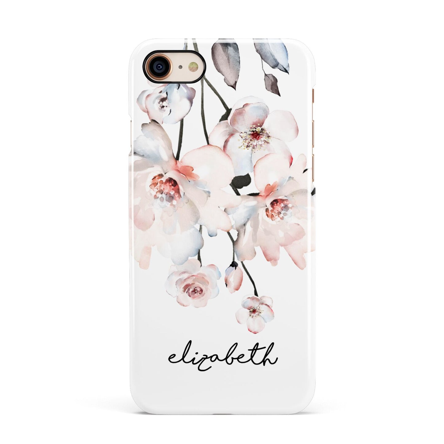 Personalised Name Roses Watercolour Apple iPhone 7 8 3D Snap Case