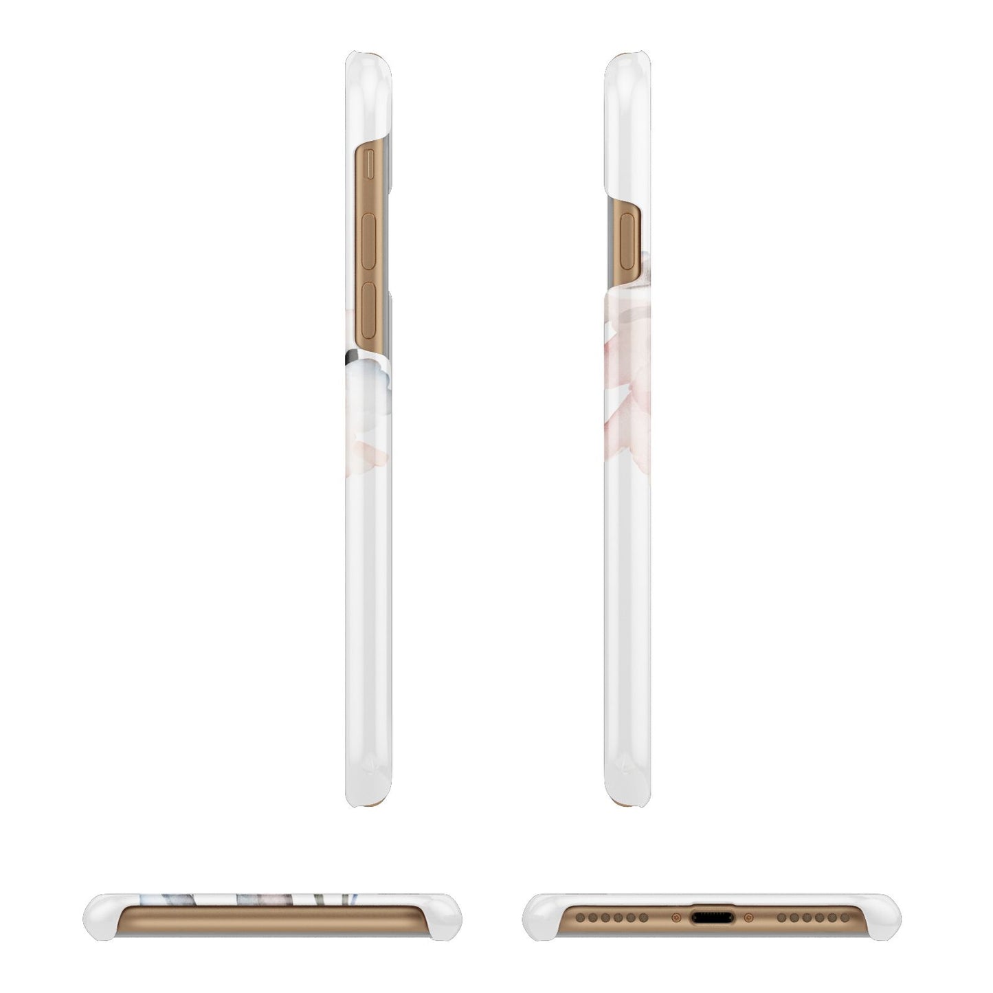 Personalised Name Roses Watercolour Apple iPhone 7 8 3D Wrap Snap Case Angled Images