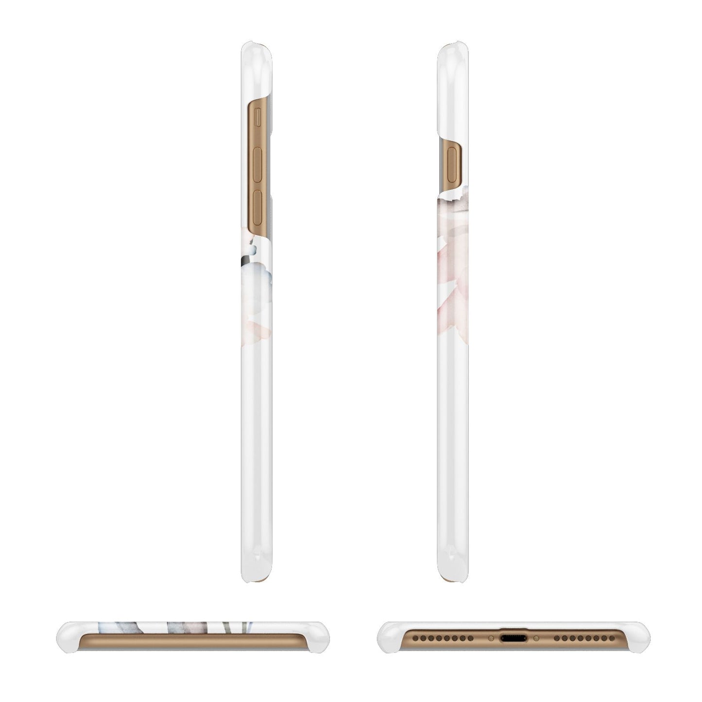 Personalised Name Roses Watercolour Apple iPhone 7 Plus 3D Wrap Snap Case Angled Images