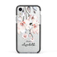 Personalised Name Roses Watercolour Apple iPhone XR Impact Case Black Edge on Silver Phone