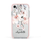 Personalised Name Roses Watercolour Apple iPhone XR Impact Case Pink Edge on Silver Phone