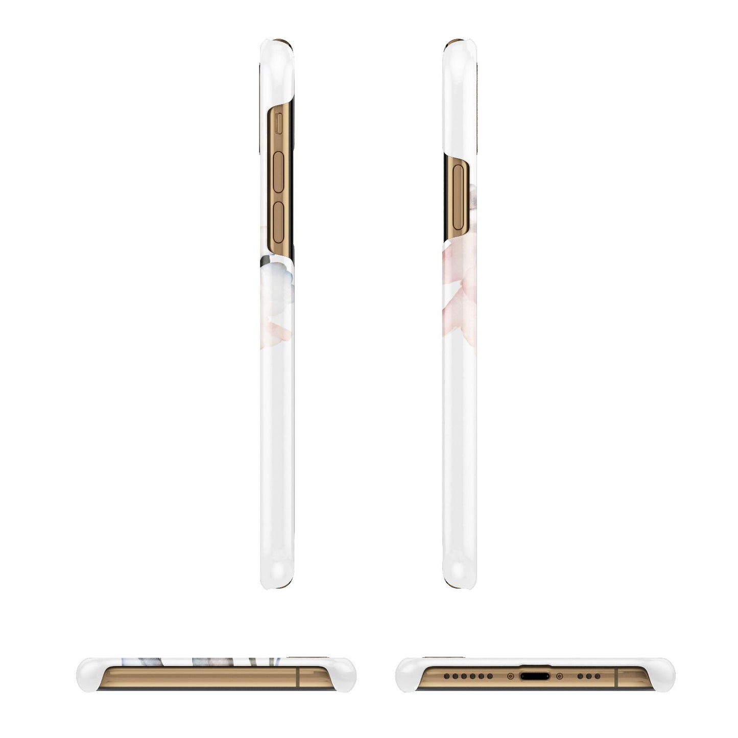 Personalised Name Roses Watercolour Apple iPhone Xs 3D Wrap Snap Case Angled Images