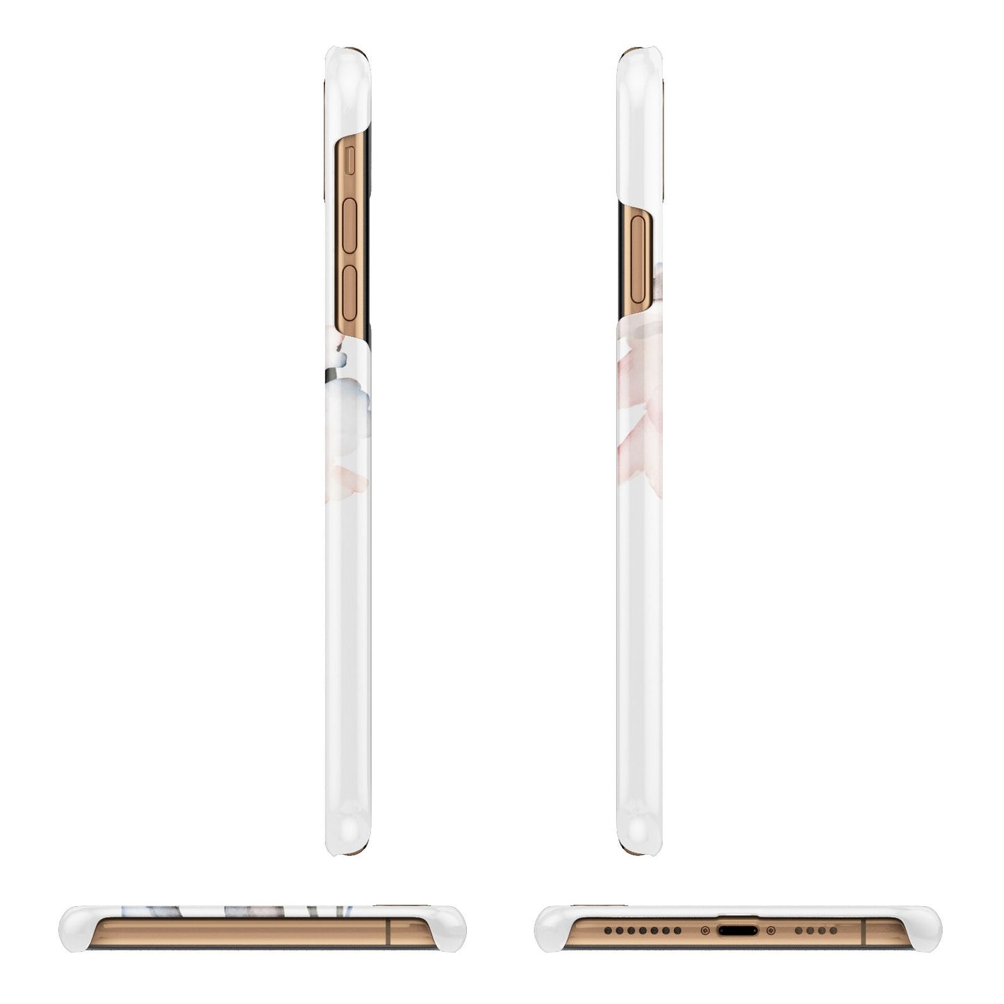 Personalised Name Roses Watercolour Apple iPhone Xs Max 3D Wrap Snap Case Angled Images