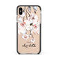 Personalised Name Roses Watercolour Apple iPhone Xs Max Impact Case Black Edge on Gold Phone