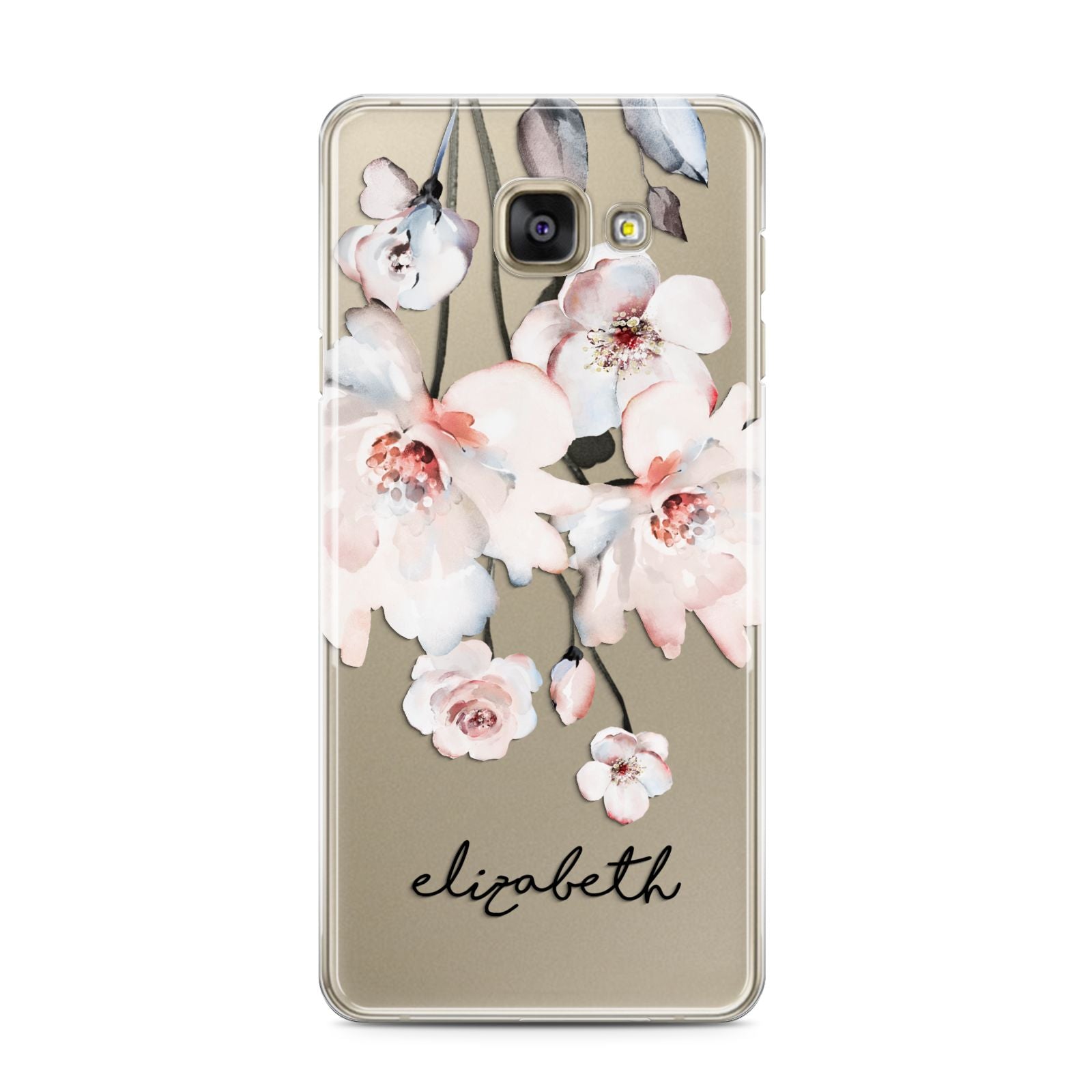 Personalised Name Roses Watercolour Samsung Galaxy A3 2016 Case on gold phone