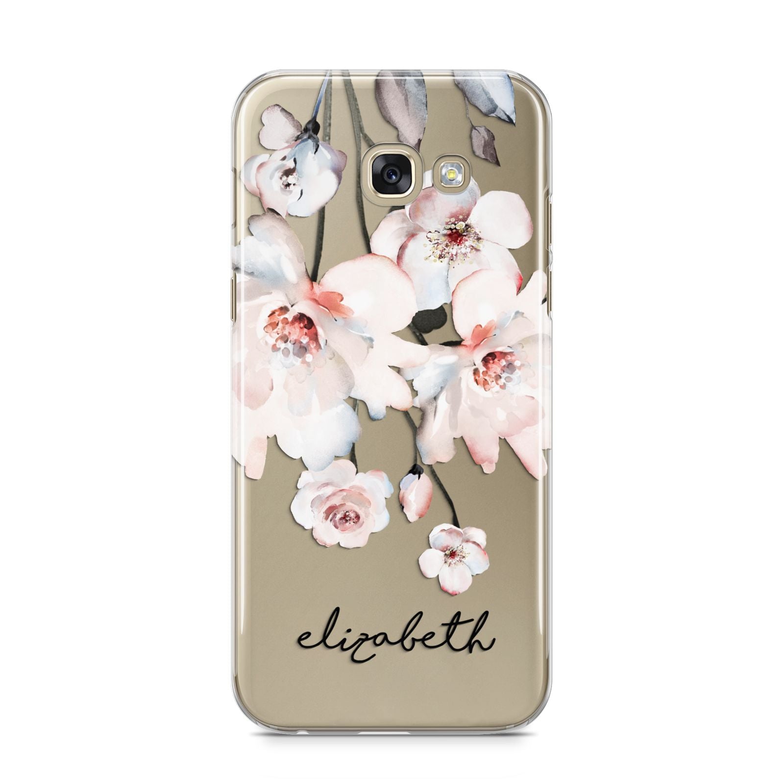 Personalised Name Roses Watercolour Samsung Galaxy A5 2017 Case on gold phone