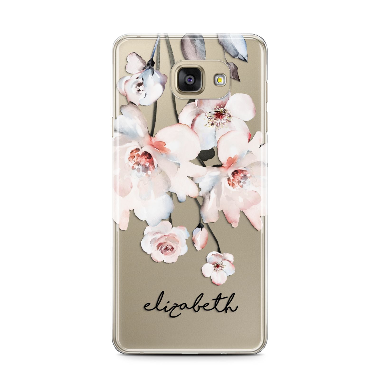 Personalised Name Roses Watercolour Samsung Galaxy A7 2016 Case on gold phone
