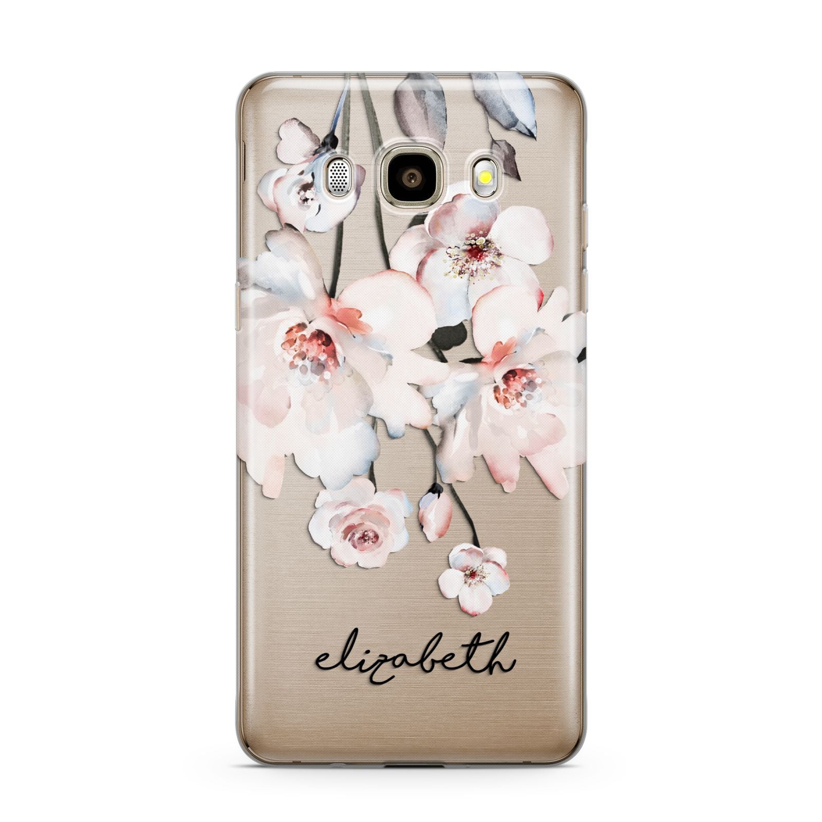 Personalised Name Roses Watercolour Samsung Galaxy J7 2016 Case on gold phone