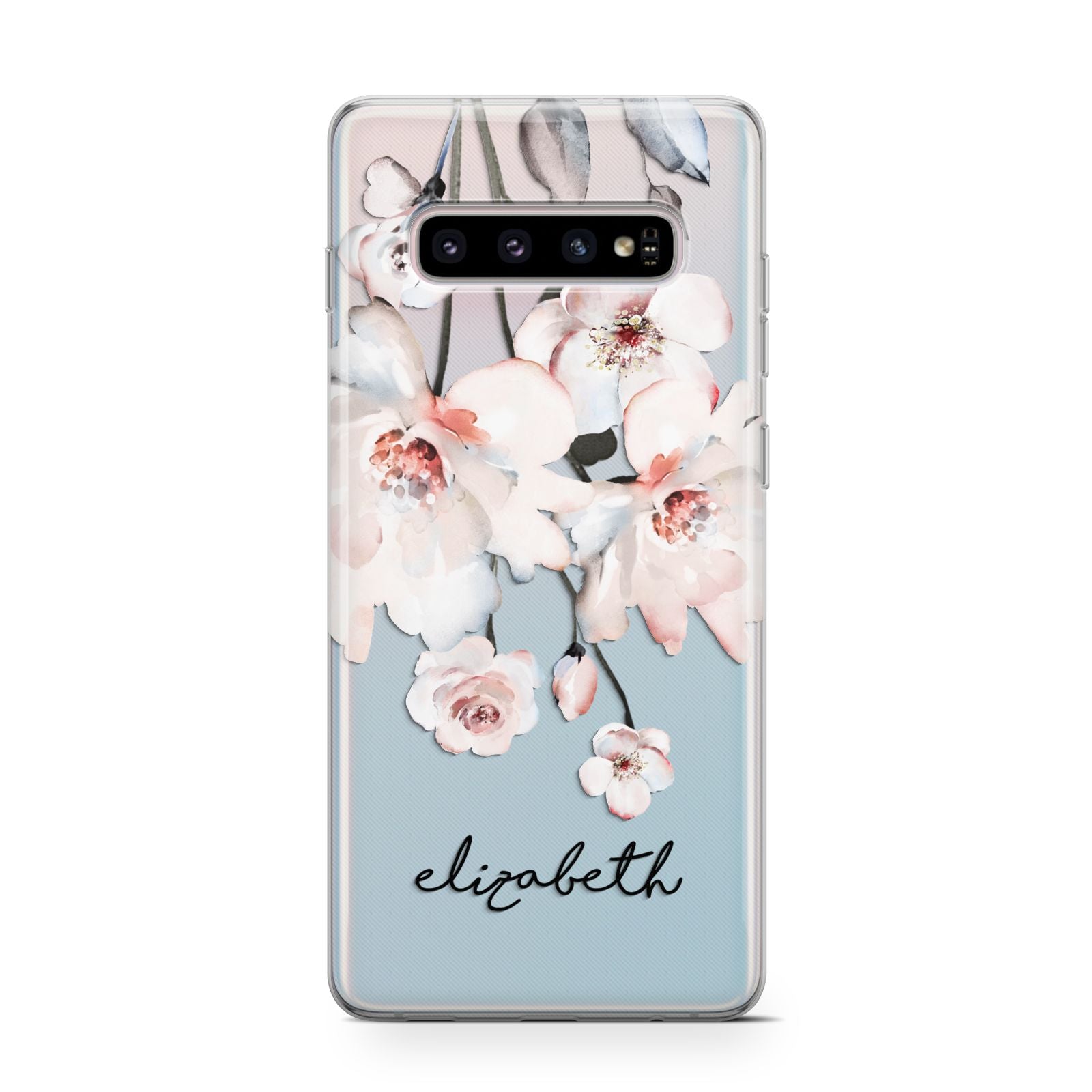 Personalised Name Roses Watercolour Samsung Galaxy S10 Case