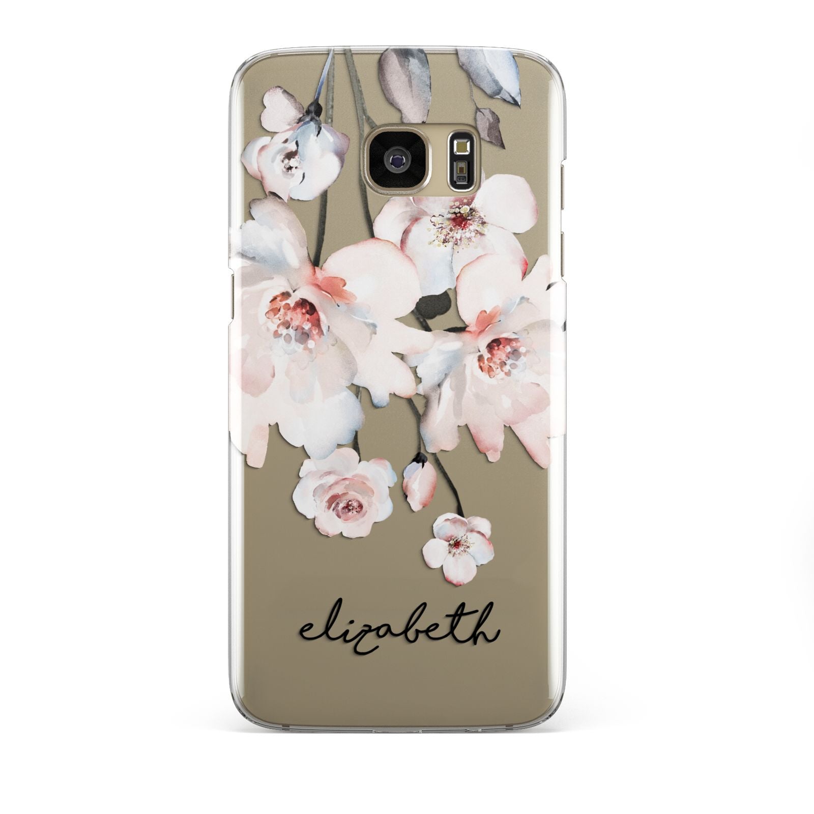 Personalised Name Roses Watercolour Samsung Galaxy S7 Edge Case