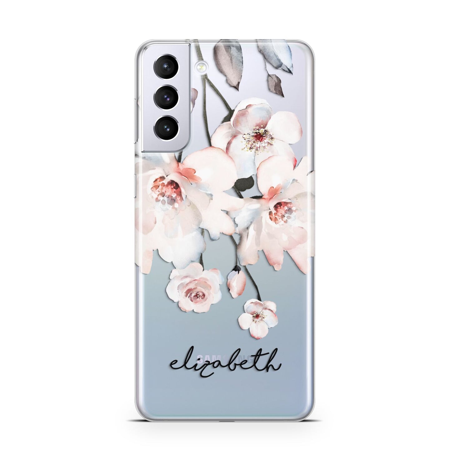 Personalised Name Roses Watercolour Samsung S21 Plus Phone Case