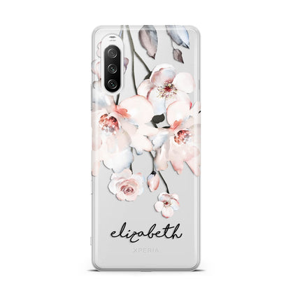 Personalised Name Roses Watercolour Sony Xperia 10 III Case