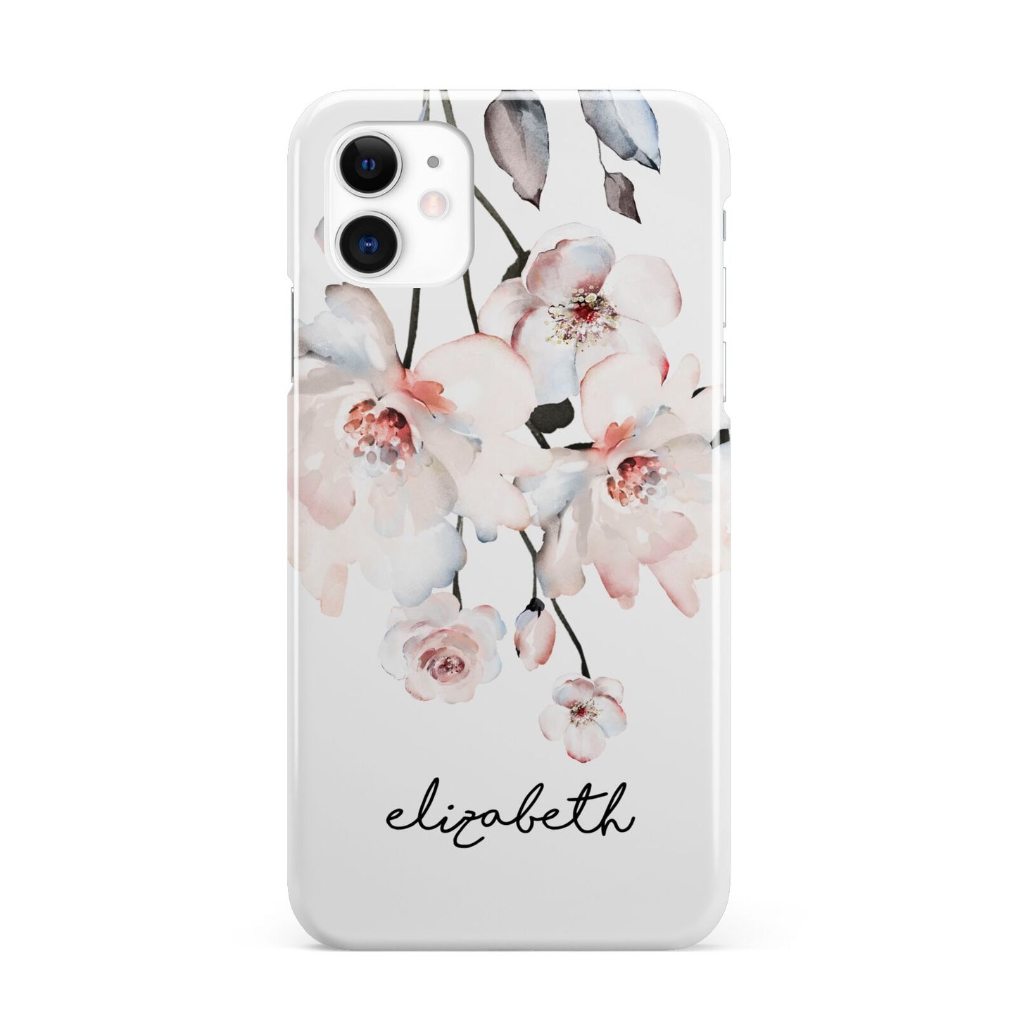 Personalised Name Roses Watercolour iPhone 11 3D Snap Case