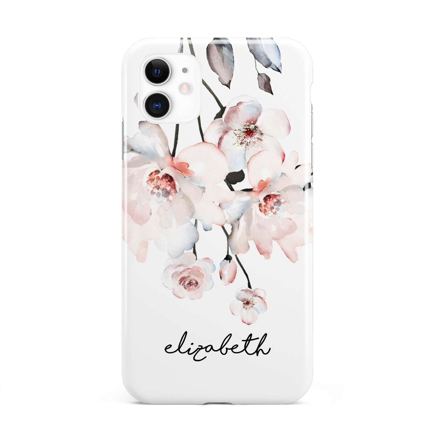 Personalised Name Roses Watercolour iPhone 11 3D Tough Case