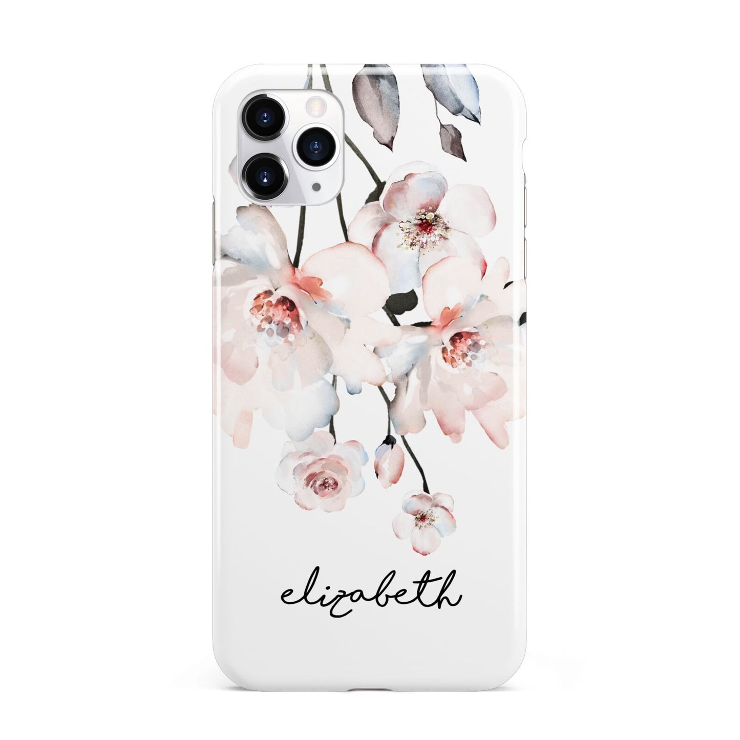 Personalised Name Roses Watercolour iPhone 11 Pro Max 3D Tough Case