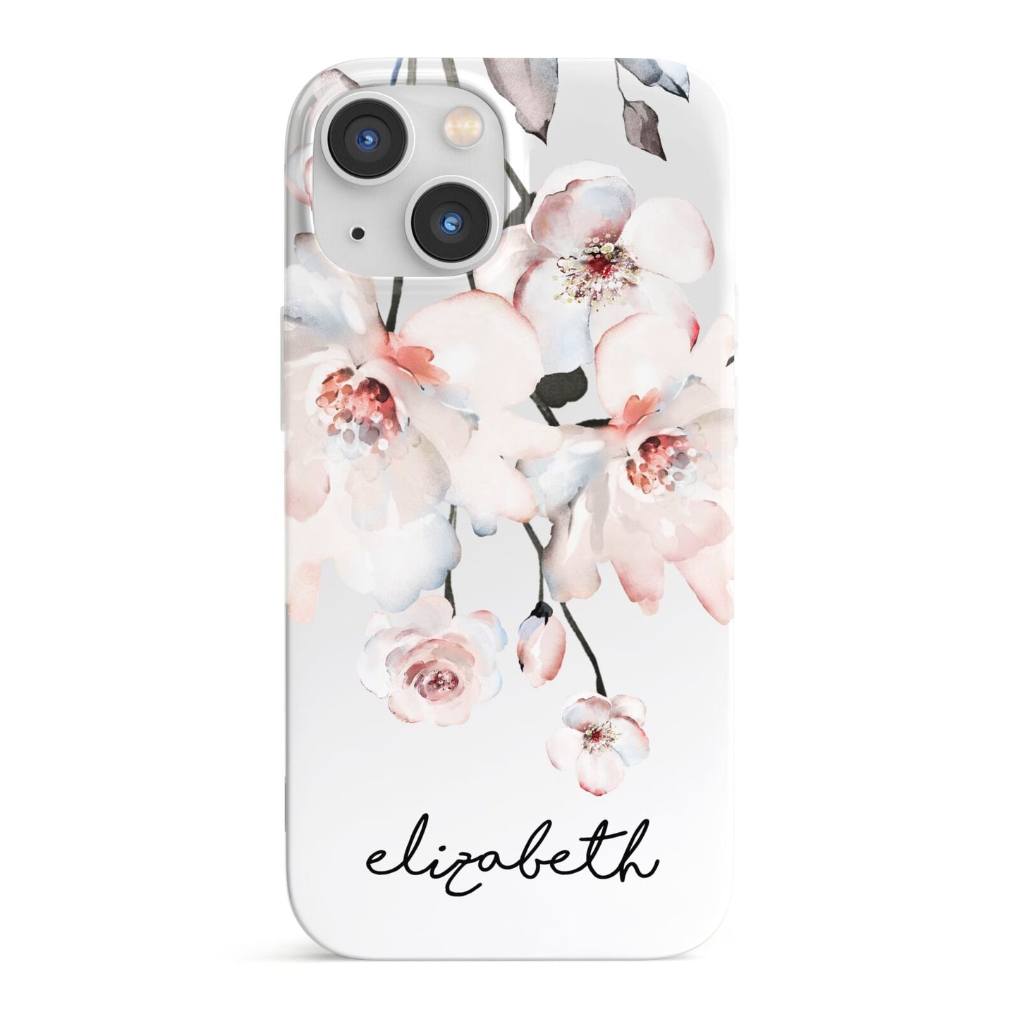Personalised Name Roses Watercolour iPhone 13 Mini Full Wrap 3D Snap Case