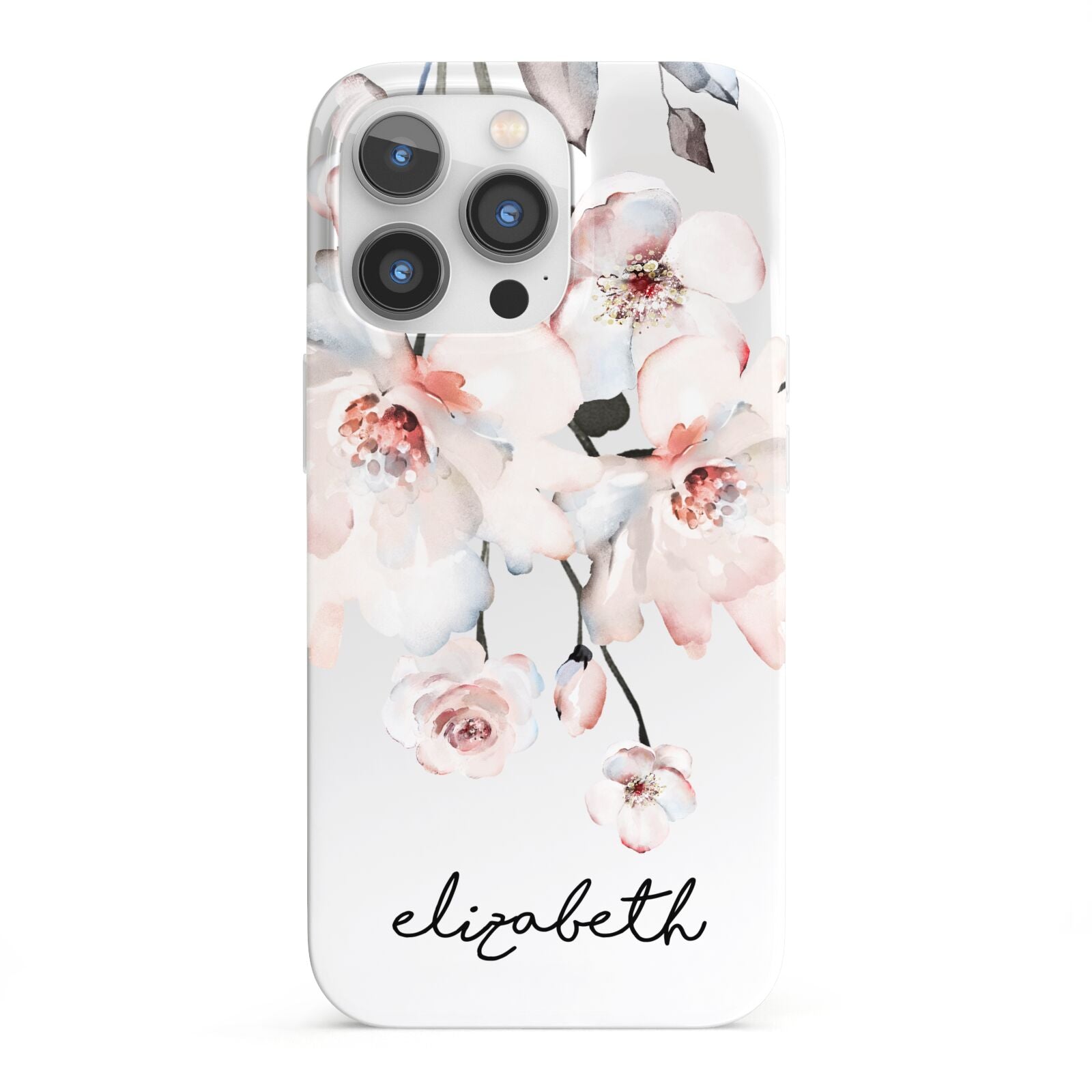 Personalised Name Roses Watercolour iPhone 13 Pro Full Wrap 3D Snap Case