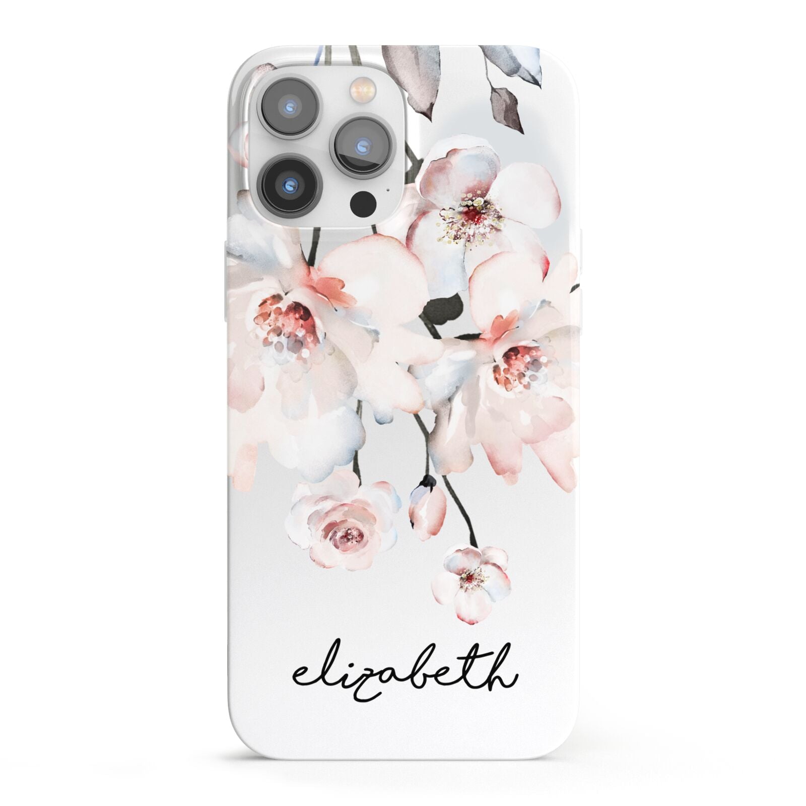 Personalised Name Roses Watercolour iPhone 13 Pro Max Full Wrap 3D Snap Case