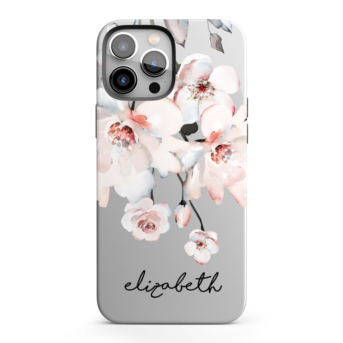 Personalised Name Roses Watercolour iPhone 13 Pro Max Full Wrap 3D Tough Case