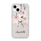 Personalised Name Roses Watercolour iPhone 14 Glitter Tough Case Starlight