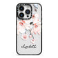 Personalised Name Roses Watercolour iPhone 14 Pro Black Impact Case on Silver phone