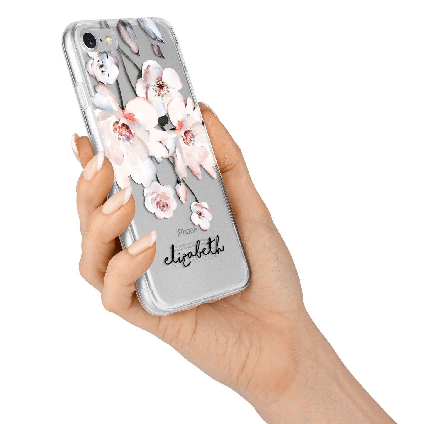 Personalised Name Roses Watercolour iPhone 7 Bumper Case on Silver iPhone Alternative Image