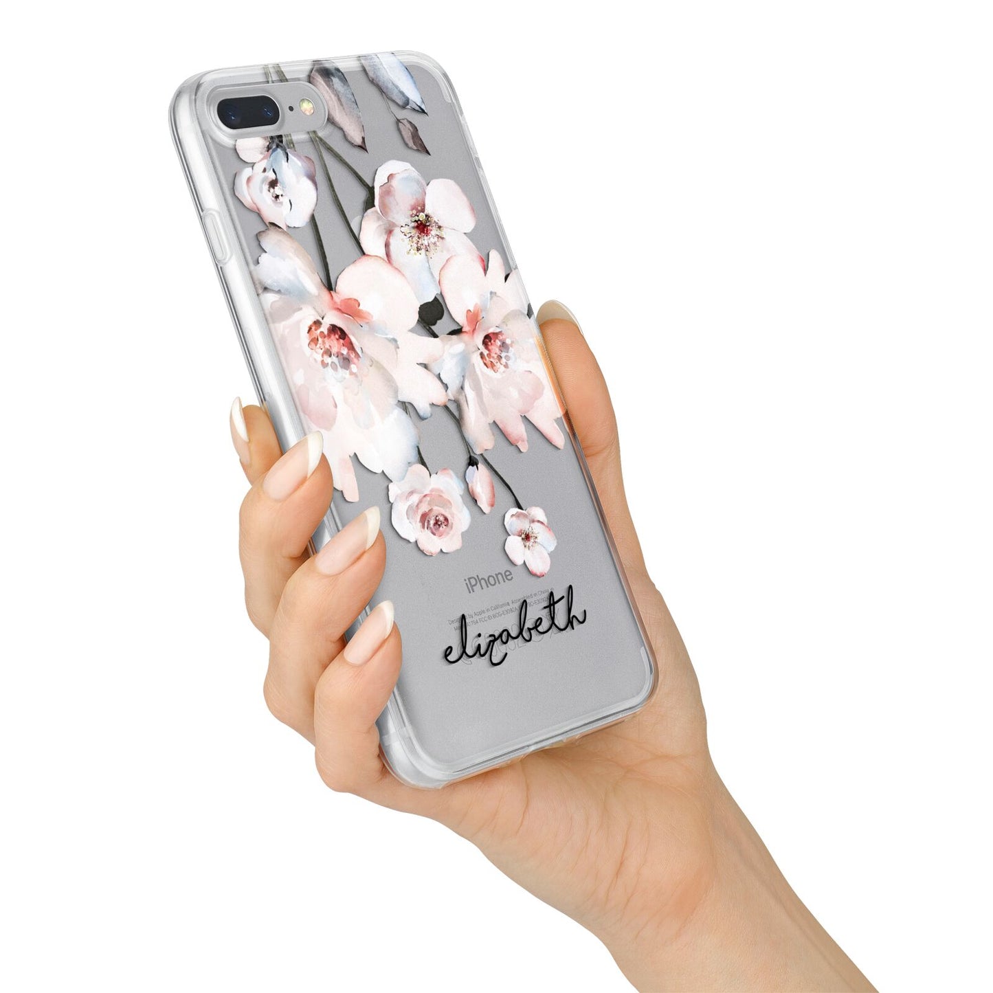 Personalised Name Roses Watercolour iPhone 7 Plus Bumper Case on Silver iPhone Alternative Image