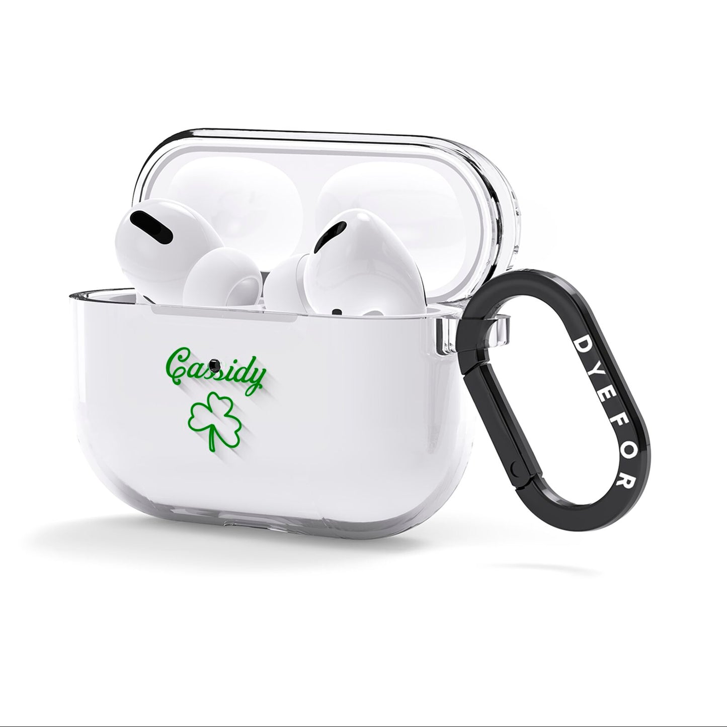 Personalised Name Shamrock AirPods Clear Case 3rd Gen Side Image