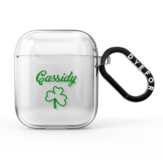 Personalised Name Shamrock AirPods Clear Case