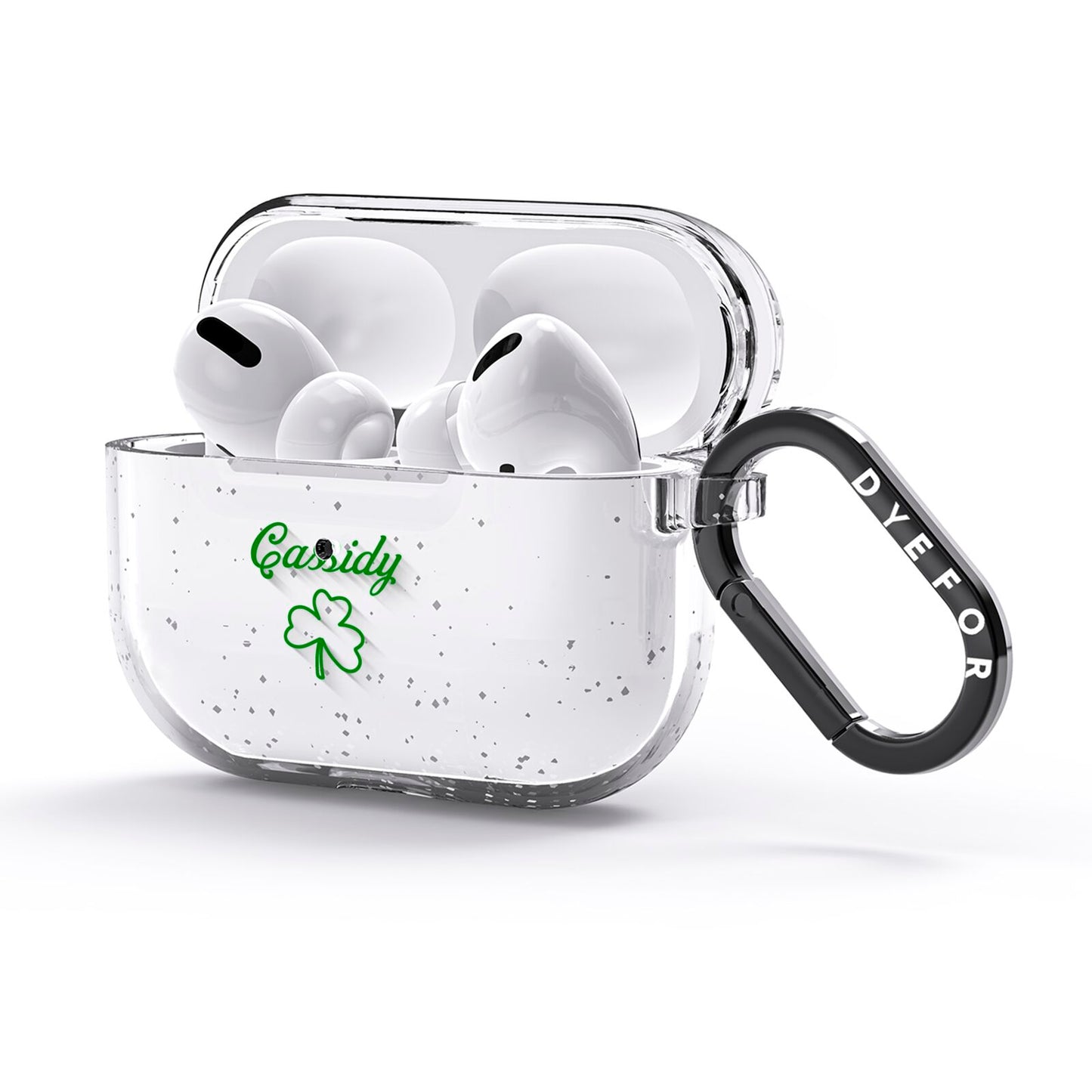 Personalised Name Shamrock AirPods Glitter Case 3rd Gen Side Image