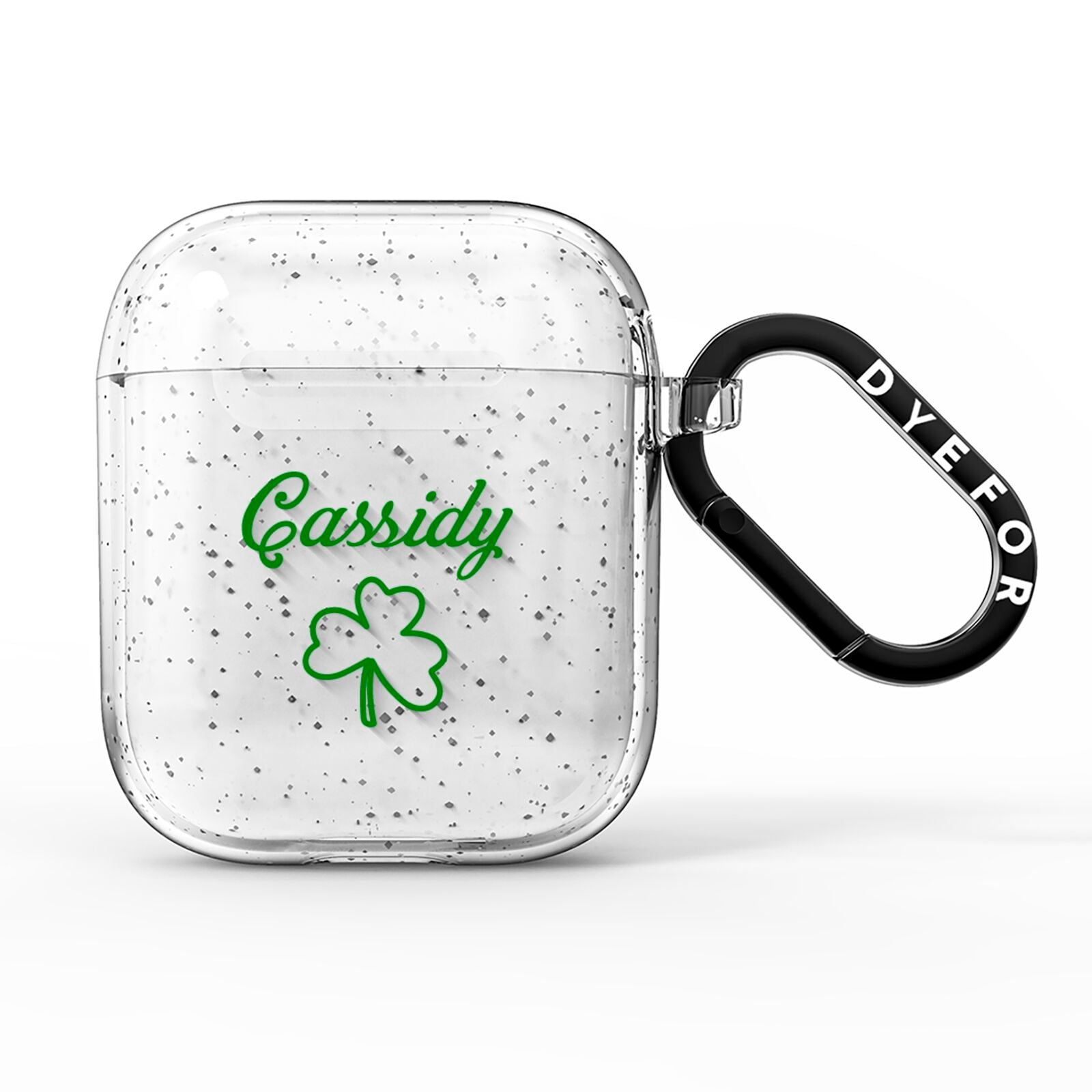Personalised Name Shamrock AirPods Glitter Case