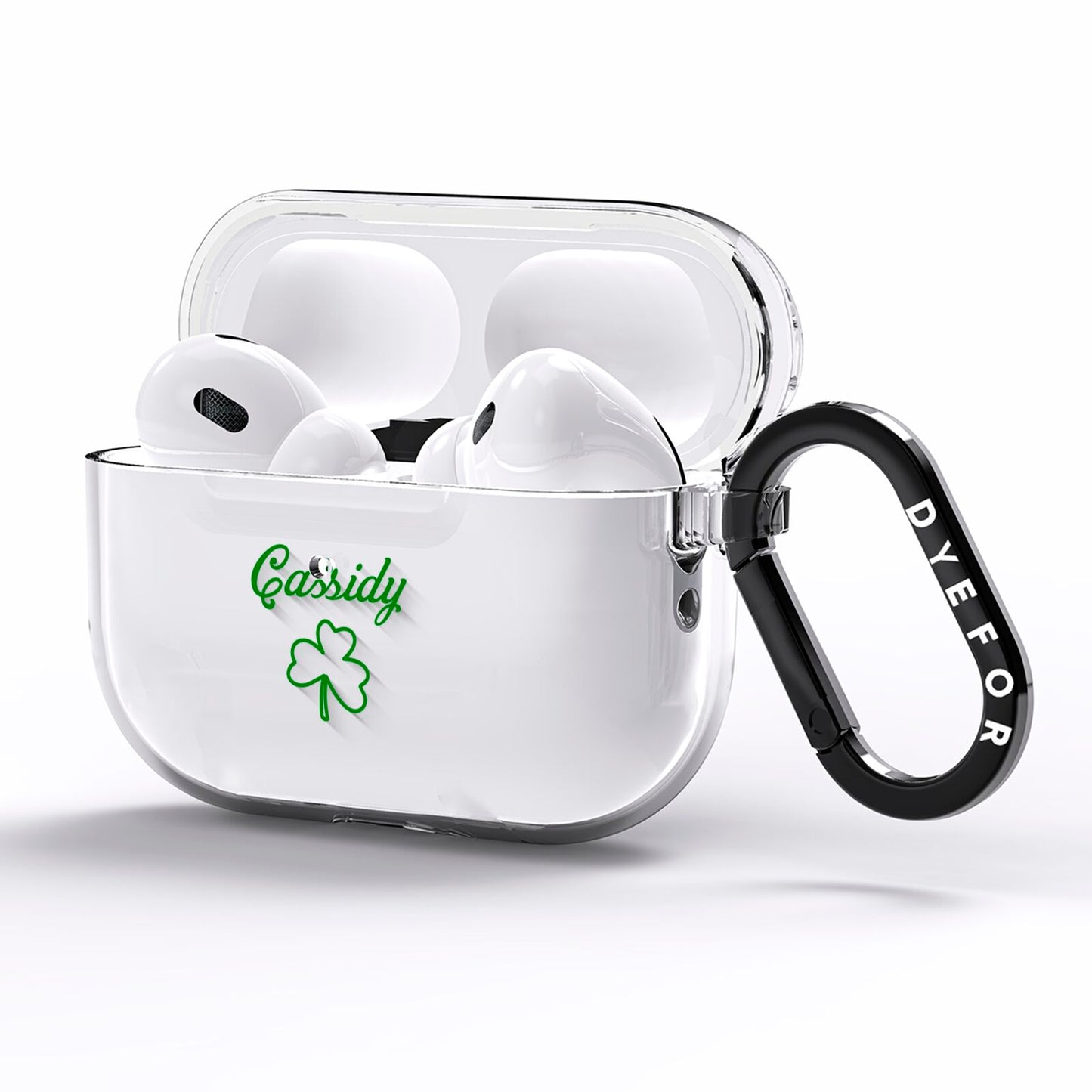 Personalised Name Shamrock AirPods Pro Clear Case Side Image