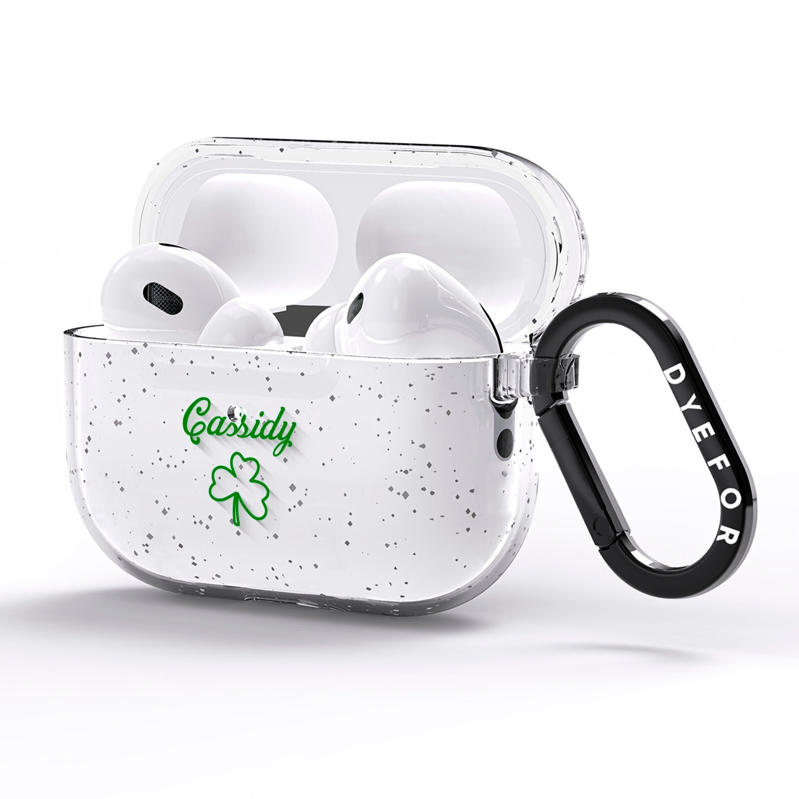 Personalised Name Shamrock AirPods Pro Glitter Case Side Image
