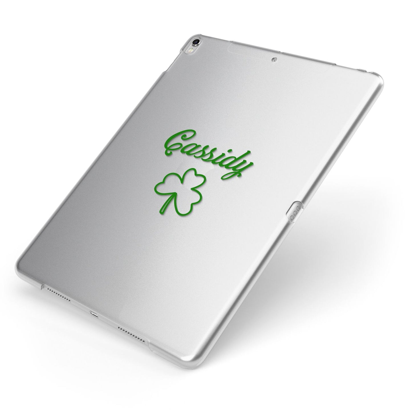 Personalised Name Shamrock Apple iPad Case on Silver iPad Side View