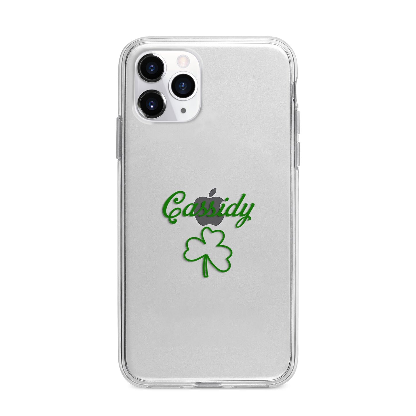 Personalised Name Shamrock Apple iPhone 11 Pro in Silver with Bumper Case