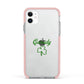 Personalised Name Shamrock Apple iPhone 11 in White with Pink Impact Case