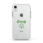 Personalised Name Shamrock Apple iPhone XR Impact Case White Edge on Silver Phone