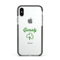 Personalised Name Shamrock Apple iPhone Xs Impact Case Black Edge on Silver Phone