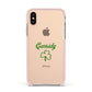 Personalised Name Shamrock Apple iPhone Xs Impact Case Pink Edge on Gold Phone