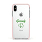 Personalised Name Shamrock Apple iPhone Xs Impact Case Pink Edge on Silver Phone