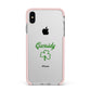 Personalised Name Shamrock Apple iPhone Xs Max Impact Case Pink Edge on Silver Phone
