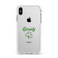 Personalised Name Shamrock Apple iPhone Xs Max Impact Case White Edge on Silver Phone