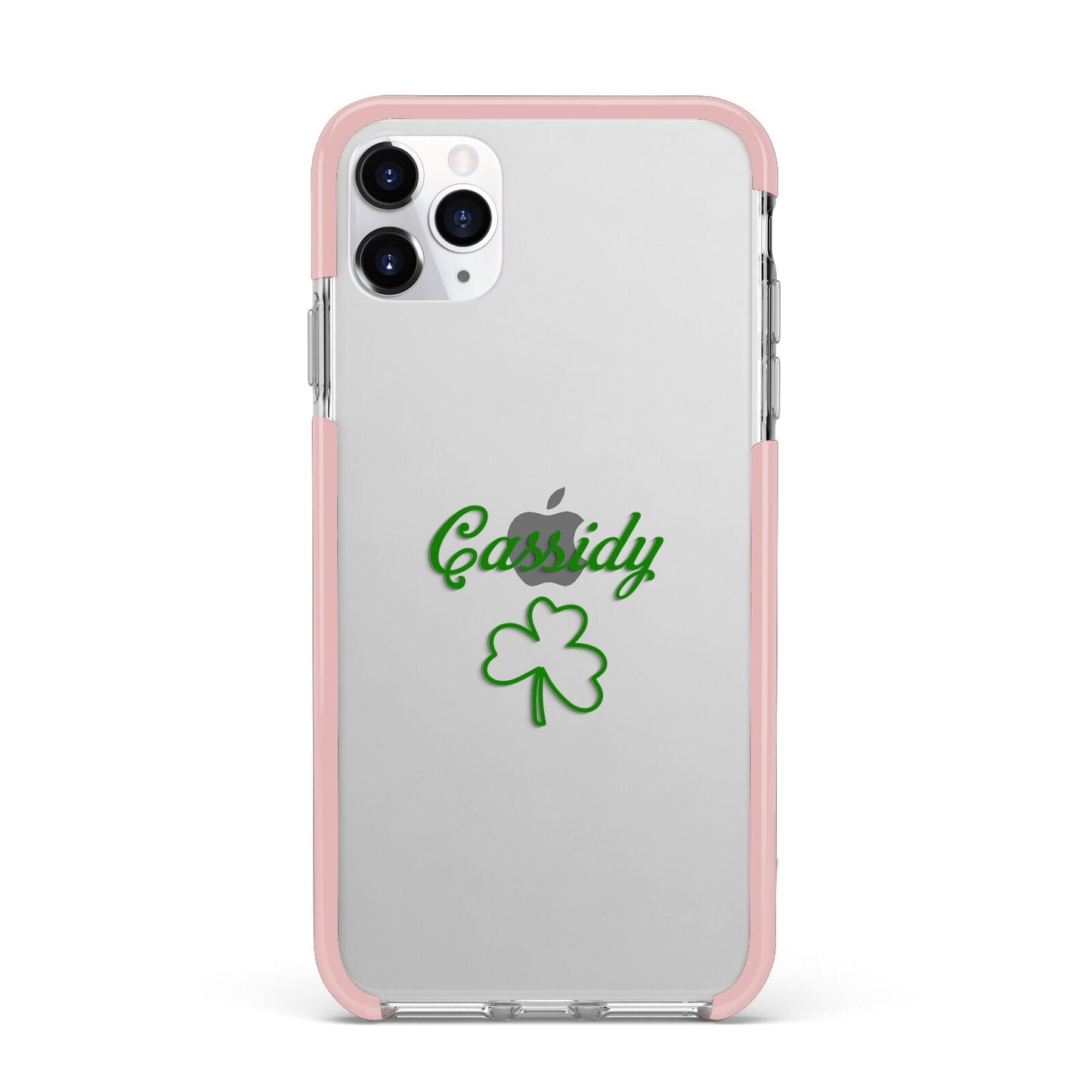 Personalised Name Shamrock iPhone 11 Pro Max Impact Pink Edge Case