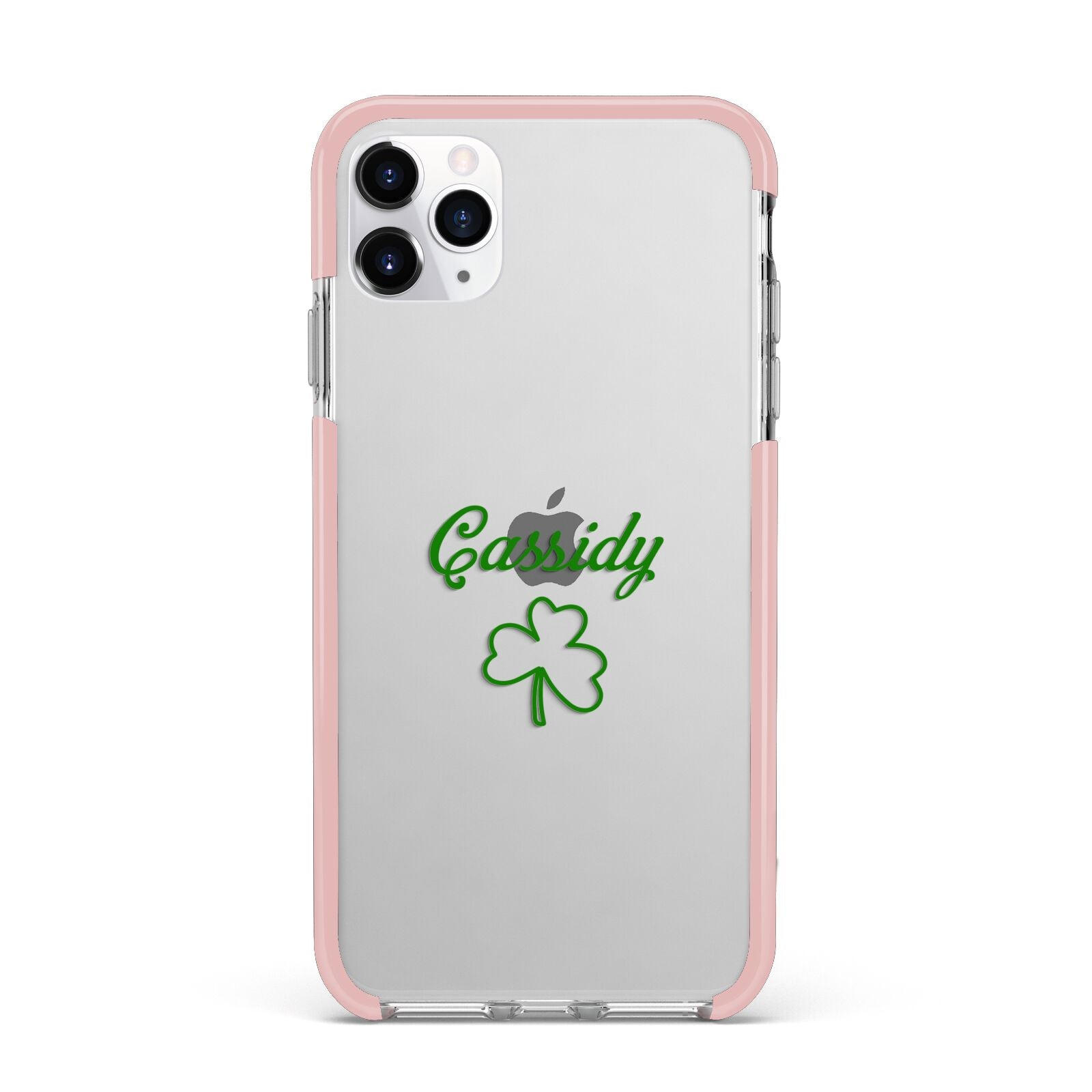 Personalised Name Shamrock iPhone 11 Pro Max Impact Pink Edge Case