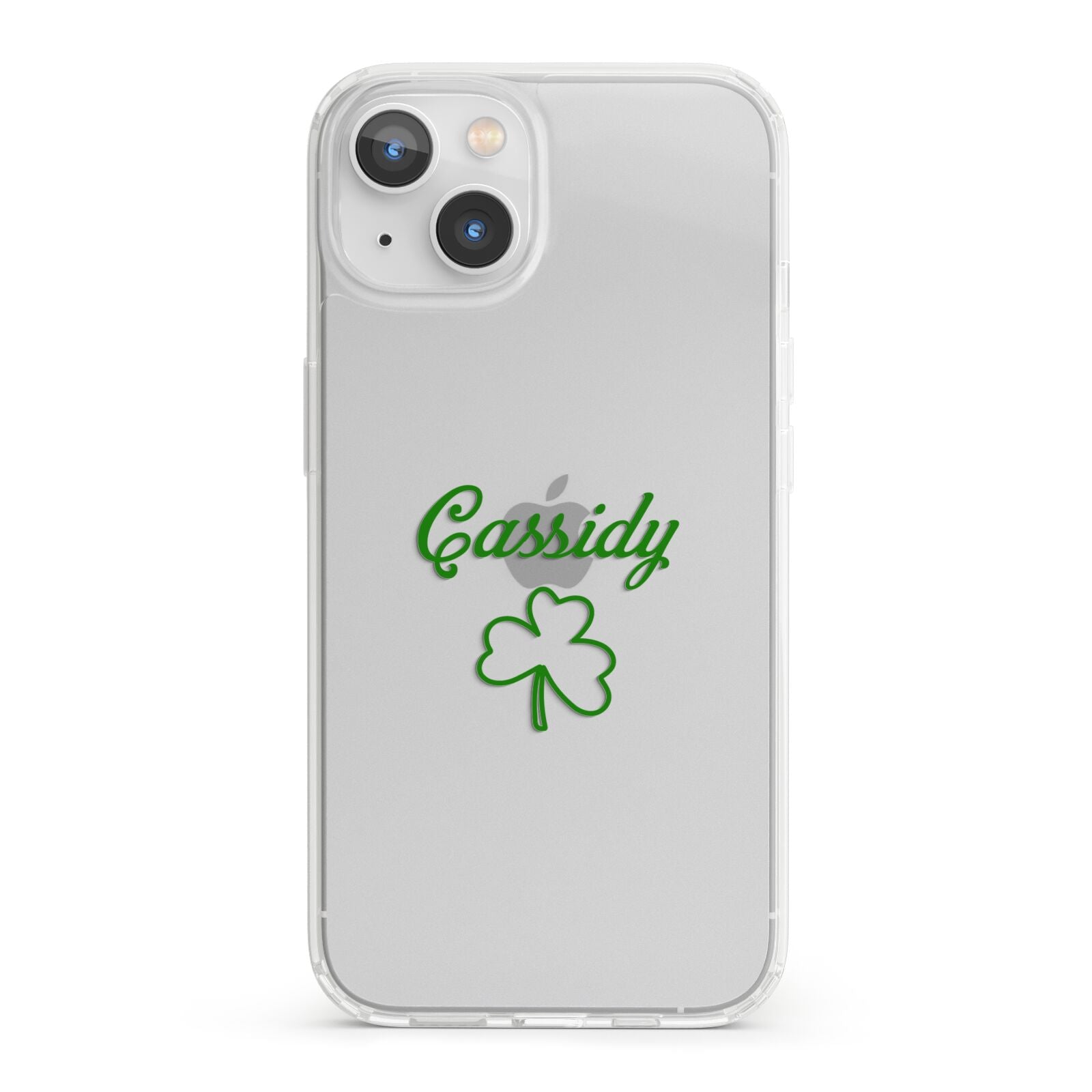 Personalised Name Shamrock iPhone 13 Clear Bumper Case