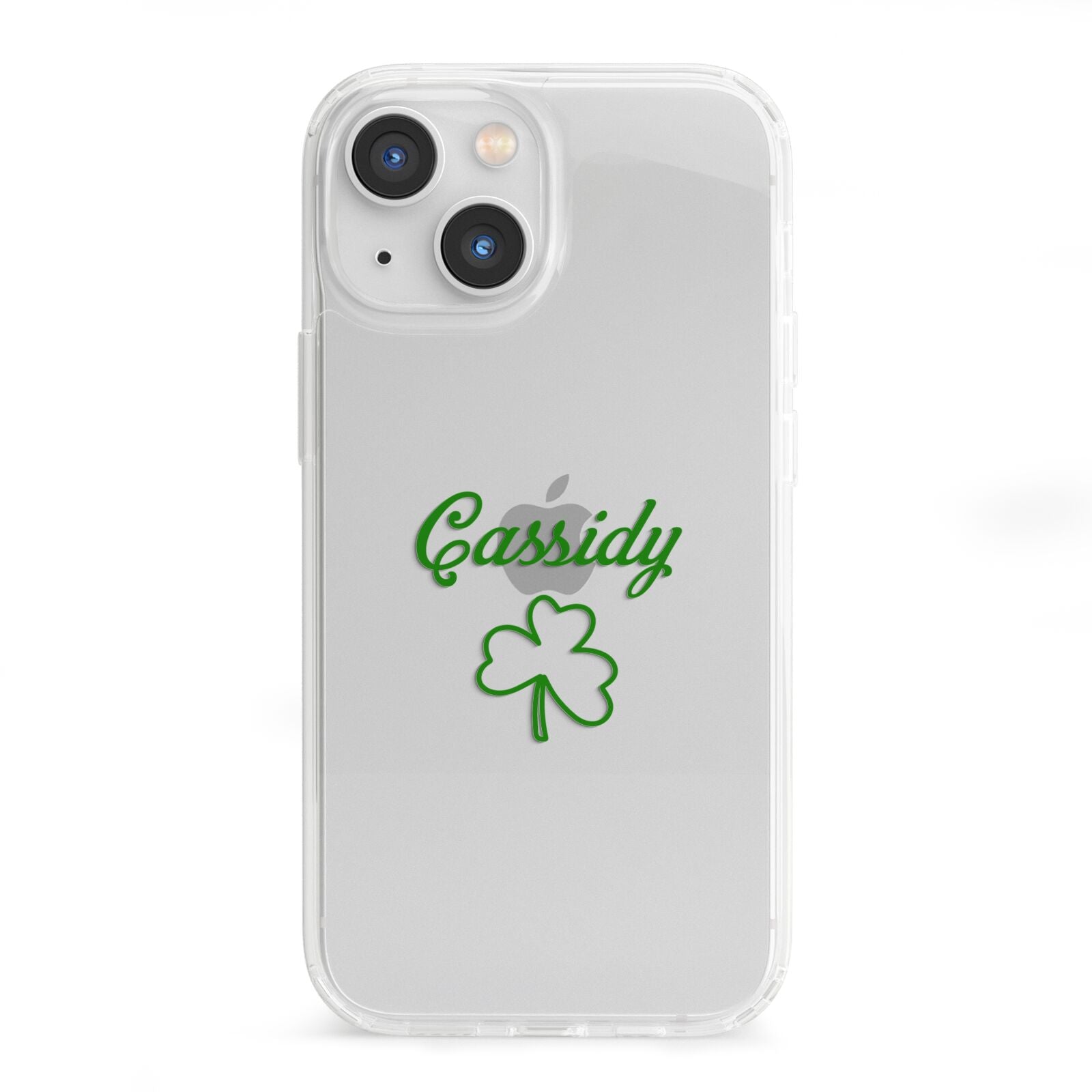 Personalised Name Shamrock iPhone 13 Mini Clear Bumper Case