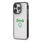 Personalised Name Shamrock iPhone 13 Pro Black Impact Case Side Angle on Silver phone