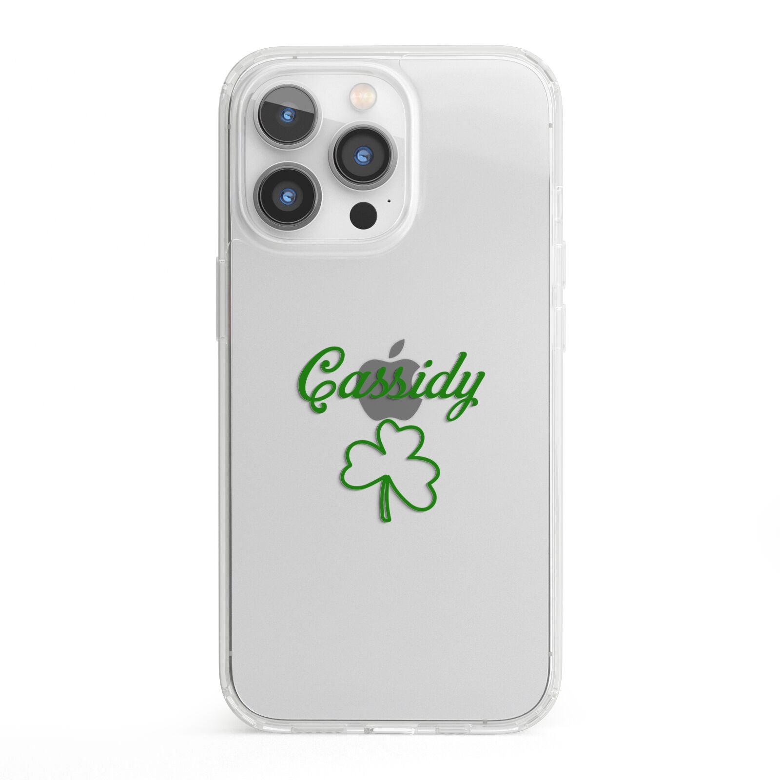 Personalised Name Shamrock iPhone 13 Pro Clear Bumper Case