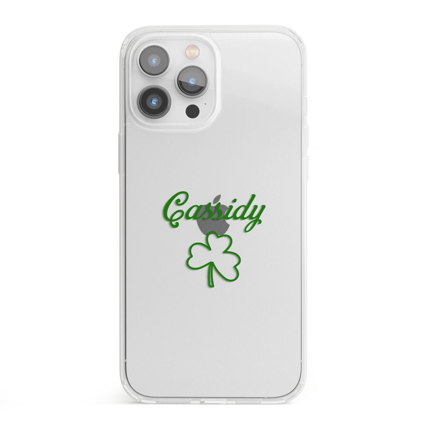 Personalised Name Shamrock iPhone 13 Pro Max Clear Bumper Case